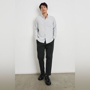 Rails mens L Large Runson heather gray cotton blend flannel oxford shirt EUC